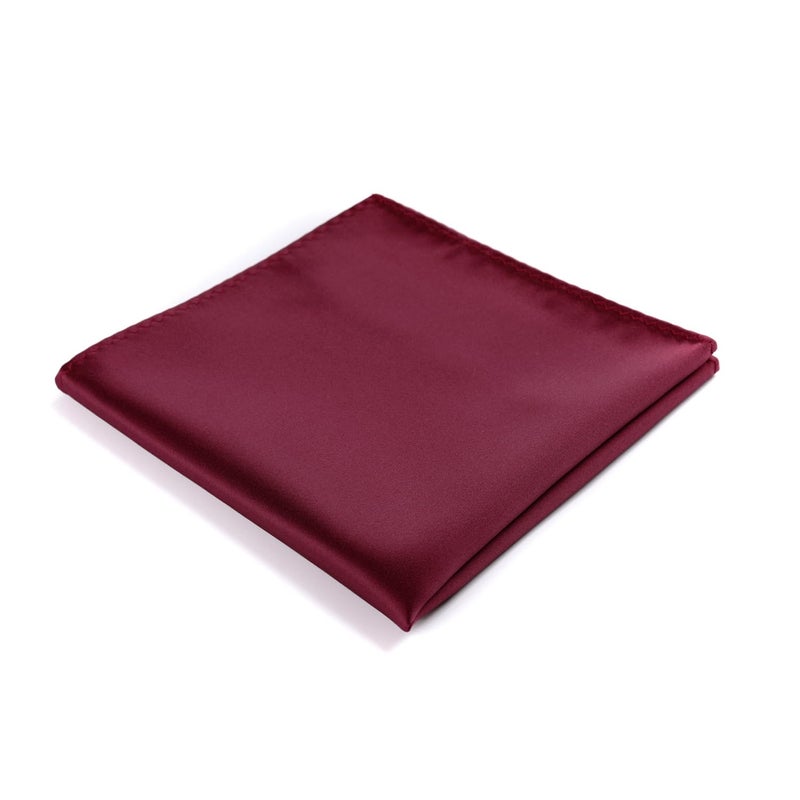 fortunatever Mens Solid Satin Pocket Square(Burgundy Red) - Image 1